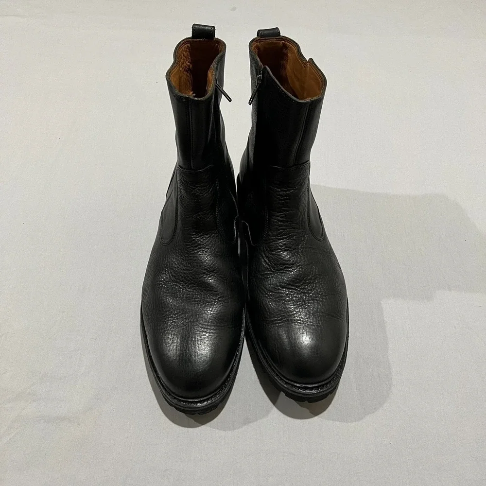 Allen Edmonds Mens Black Leather Side Zip Ultra Light Discovery Moto Boots 11